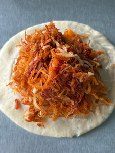 Bretzel Bun with Spicy Meat Floss and Tomato Puree