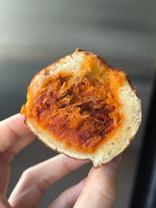 Bretzel Bun with Spicy Meat Floss and Tomato Puree