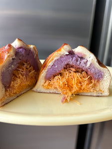 Bretzel Bun with Taro or Red Bean and Meat Floss