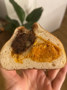 Bretzel Bun with Taro or Red Bean and Meat Floss